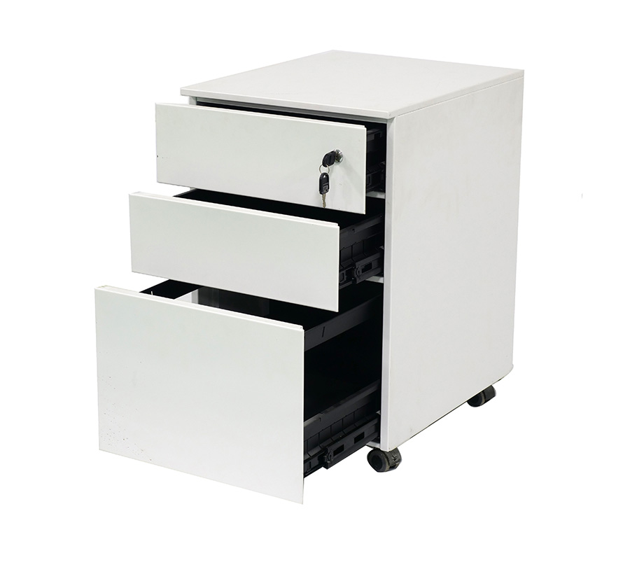 Three draw movable cabinet