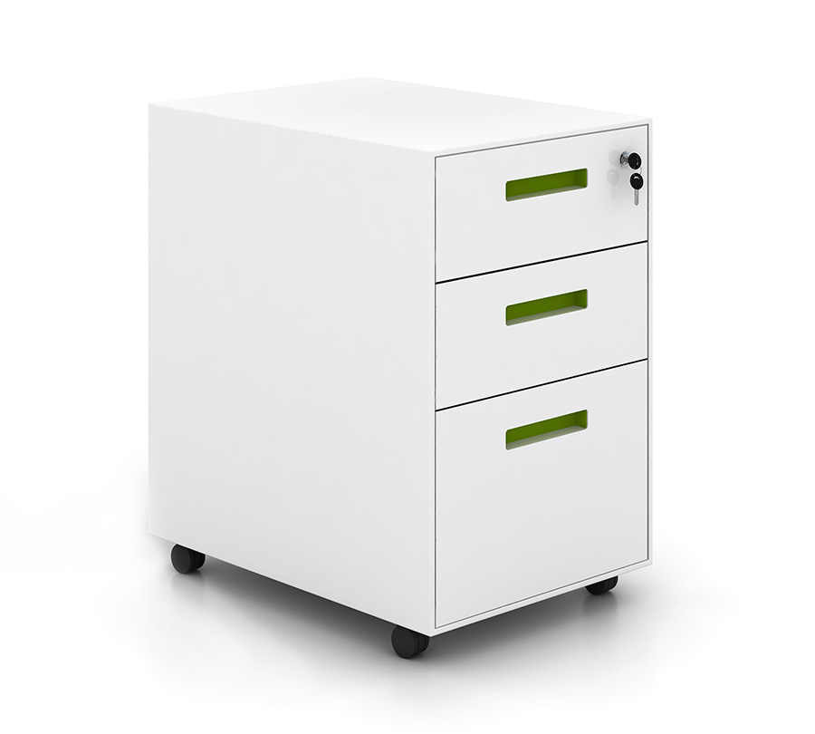 Three draw movable cabinet